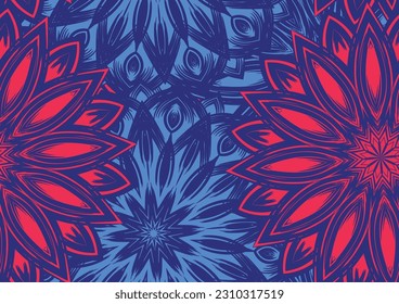 Flowers. Seamless floral background. Tracery handmade nature ethnic fabric backdrop pattern. Textile design texture. Decorative color art. Vector