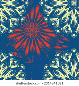 Flowers. Seamless floral background. Tracery handmade nature ethnic fabric backdrop pattern. Textile design texture. Decorative color art. Vector