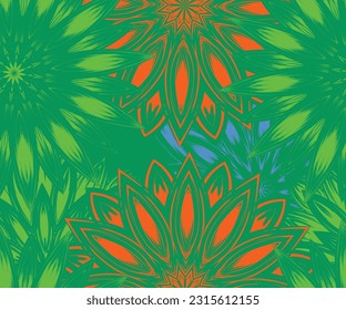 Flowers. Seamless floral background. Tracery handmade nature ethnic fabric backdrop pattern. Textile design texture. Decorative color art. Vector