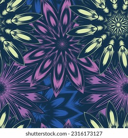 Flowers. Seamless floral background. Tracery handmade nature ethnic fabric backdrop pattern. Textile design texture. Decorative color art. Vector