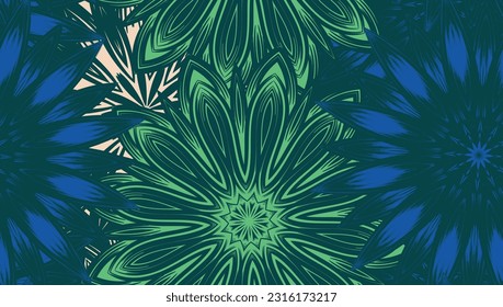Flowers. Seamless floral background. Tracery handmade nature ethnic fabric backdrop pattern. Textile design texture. Decorative color art. Vector