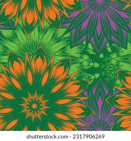 Flowers. Seamless floral background. Tracery handmade nature ethnic fabric backdrop pattern. Textile design texture. Decorative color art. Vector