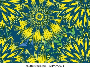 Flowers. Seamless floral background. Tracery handmade nature ethnic fabric backdrop pattern. Textile design texture. Decorative color art. Vector