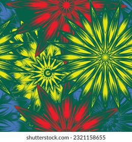 Flowers. Seamless floral background. Tracery handmade nature ethnic fabric backdrop pattern. Textile design texture. Decorative color art. Vector