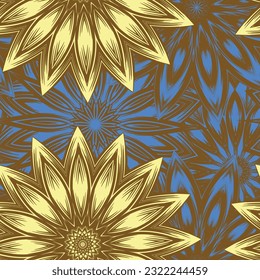 Flowers. Seamless floral background. Tracery handmade nature ethnic fabric backdrop pattern. Textile design texture. Decorative color art. Vector