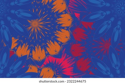 Flowers. Seamless floral background. Tracery handmade nature ethnic fabric backdrop pattern. Textile design texture. Decorative color art. Vector