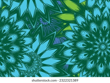 Flowers. Seamless floral background. Tracery handmade nature ethnic fabric backdrop pattern. Textile design texture. Decorative color art. Vector
