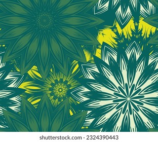 Flowers. Seamless floral background. Tracery handmade nature ethnic fabric backdrop pattern. Textile design texture. Decorative color art. Vector