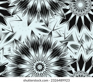 Flowers. Seamless floral background. Tracery handmade nature ethnic fabric backdrop pattern. Textile design texture. Decorative color art. Vector
