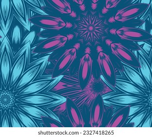 Flowers. Seamless floral background. Tracery handmade nature ethnic fabric backdrop pattern. Textile design texture. Decorative color art. Vector