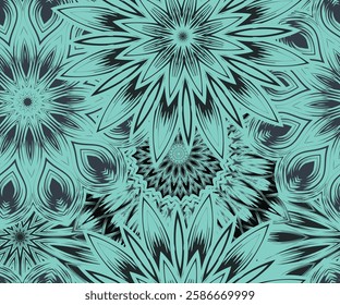 Flowers. Seamless floral background. Tracery handmade nature ethnic fabric backdrop pattern. Textile design texture. Decorative color art. Vector