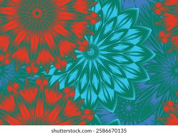 Flowers. Seamless floral background. Tracery handmade nature ethnic fabric backdrop pattern. Textile design texture. Decorative color art. Vector