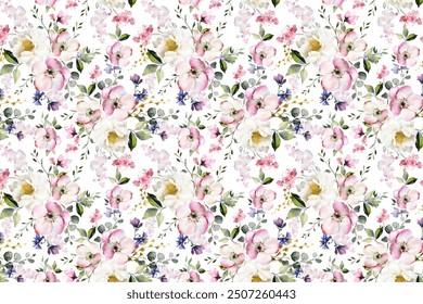 flowers. Seamless floral pattern. Plant design for fabric, cloth design, covers, manufacturing, wallpapers, print, gift wrap and scrapbooking.