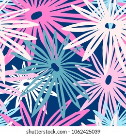 Flowers seamless hand craft expressive ink pattern. Funky style painted texture, poster with different doodles for fabric, wrapping, decoration, greeting card,  textiles or t-shirt apparel design.