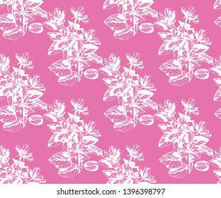 flowers seamless patern. Hand drawn ink illustration. Wallpaper or fabric design. Vector pattern.