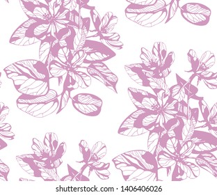 flowers seamless patern. Hand drawn ink illustration. Wallpaper or fabric design. Vector pattern.