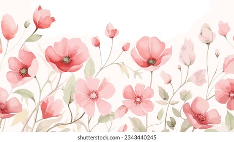 Flowers seamless pattern background watercolor 