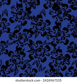 Flowers seamless pattern, big floral, big flowers. Vector illustration