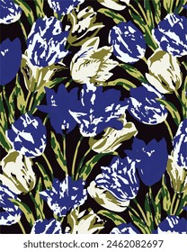 Flowers seamless pattern .big flowers vector . small floral with leaves