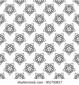 Flowers seamless pattern black and white