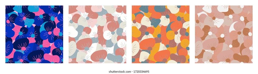 Flowers seamless pattern. Colorful summer tiles vector texture. Changeable colors.