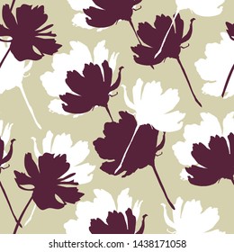 Flowers seamless pattern. Cute simple botanical design