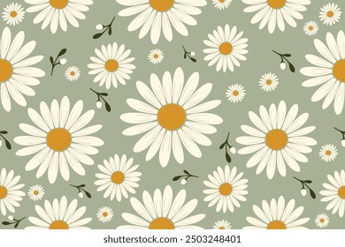 Flowers seamless pattern, Damsk pattern, Daisy seamless pattern, background, decoration