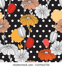 Flowers. Seamless pattern. Decorative image for print and fabric.