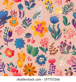 Flowers seamless pattern decorative vector card illustration