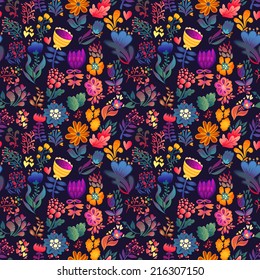 Flowers seamless pattern decorative vector card illustration