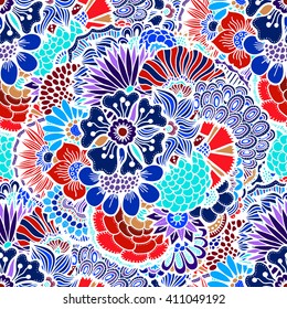 Flowers seamless pattern decorative vector card illustration Doodle funny plants