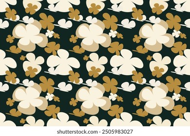 Flowers Seamless Pattern Design for Fabric Vintage 70s Style Flower Background Illustration. Colorful Pastel Color Groovy Artwork Bundle, Y2k Nature Backgrounds With Spring Plants.