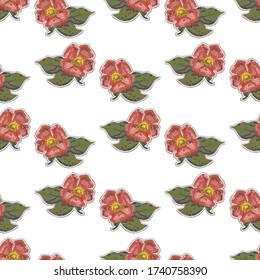 Flowers seamless pattern. Digitally created roman mosaic. Geometric layout. Vector stock illustration in vintage style.
