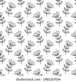 Flores sin fisuras. Estilo de doodle Ilustración vectorial.