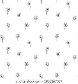Flowers seamless pattern. Doodle style Vector illustration.