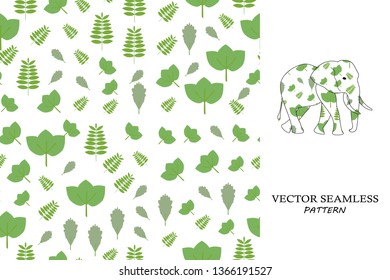 Flowers seamless pattern. Elephant.
