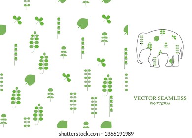 Flowers seamless pattern. Elephant.