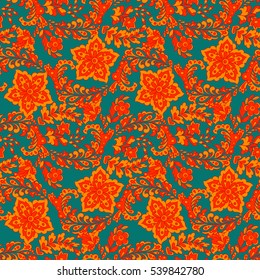 Flowers seamless pattern. Ethnic floral vector background