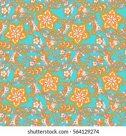 Flowers seamless pattern. Ethnic floral vector background