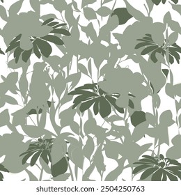 Flowers Seamless Pattern. Floral Background. Vector Botany Hand Drawn Illustration 