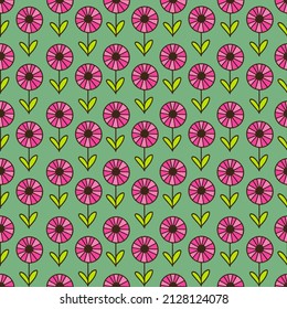 Flowers seamless pattern. Floral repeated ornament vector illustration. Botanical tile design.