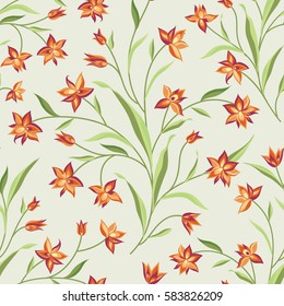 Flowers seamless pattern. Floral summer bouquet tile background. Meadow nature decor with wildflower