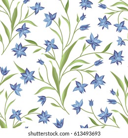 Flowers seamless pattern. Floral summer bouquet tile background. Meadow nature decor with wildflower