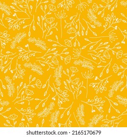 Flowers seamless pattern, floral yellow background, Seamless pattern for design and fashion prints