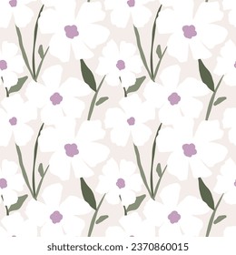 Flowers seamless pattern. Flower market. Groovy trippy plant painting. Contemporary print. Botanical minimal fashion background. Decor textile, wrapping paper, wallpaper design. Vector illustration