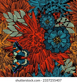 Flores de diseño sin fisuras de impresión gráfica moderna. Ilustración del vector