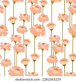 Flowers seamless pattern. Groovy botanica. Modern trendy Matisse minimal style. 