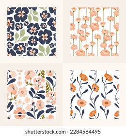 Flores sin fisuras. Groovy botanica. Moderna moda Matisse minimalista. 