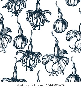 flowers seamless pattern, hand drawing, vector illustration isolated on white background
