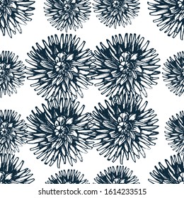 flowers seamless pattern, hand drawing, vector illustration isolated on white background